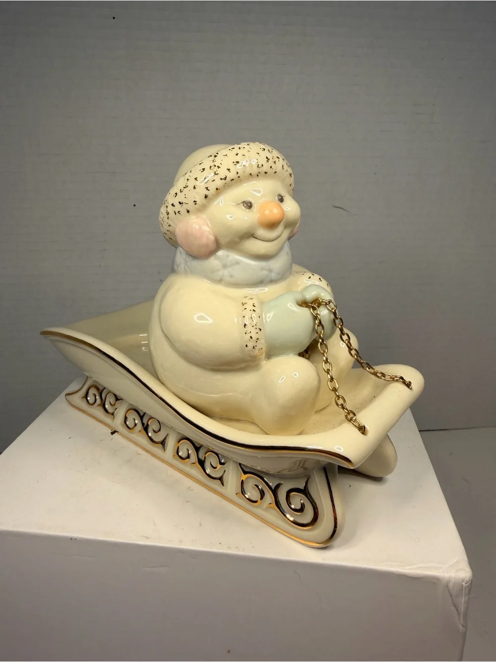 Lenox Snowlight Sleighlight Votive Snowman Sled Candle Holder